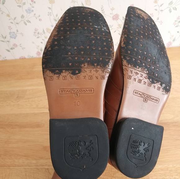 Stacy Adams Mens Leather Dress Shoes Tan Lace Up Square Toe Size 10 - Picture 6 of 6